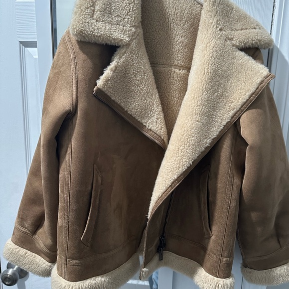 Mango Brown Teddy Shearling Jacket with Cream Lining - Picture 4 of 5